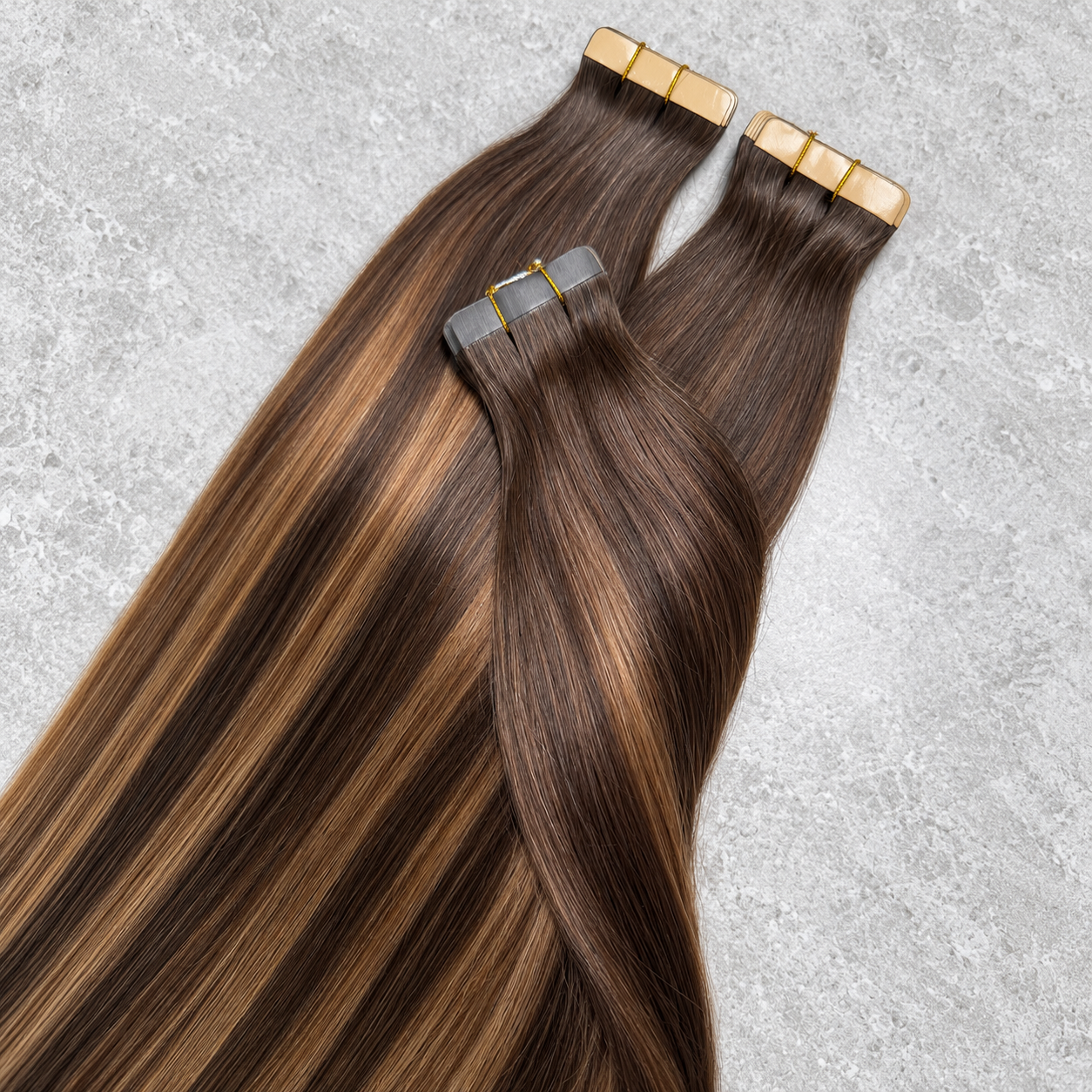 JOPEAR Straight Seamless PU Tape-In Extensions – Dark & Chestnut Brown Mix (T2/6/P2)