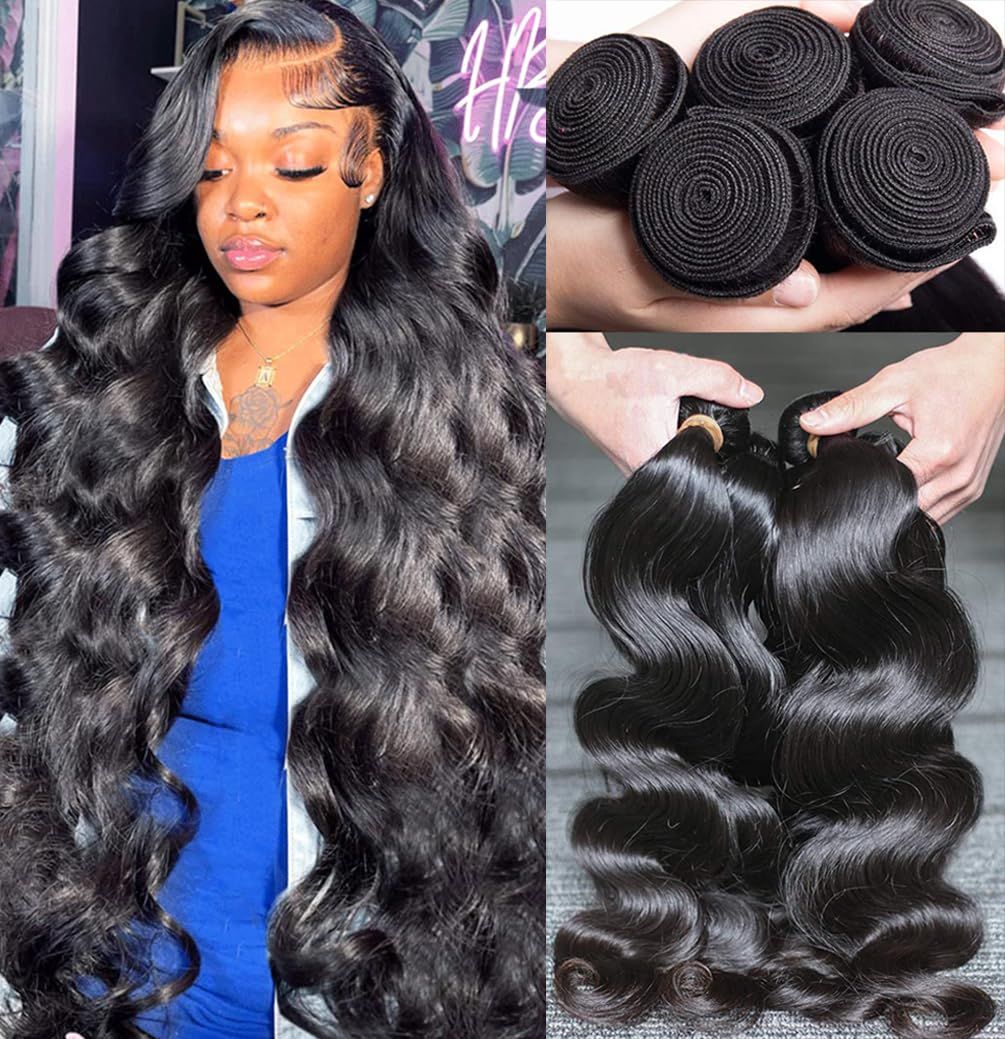  ﻿ 12-34Inch Luxury Body Wave Virgin Brazilian Hair Bundles - 3/4/5 Bundles, Silky & Full, 100% Human Hair Extensions