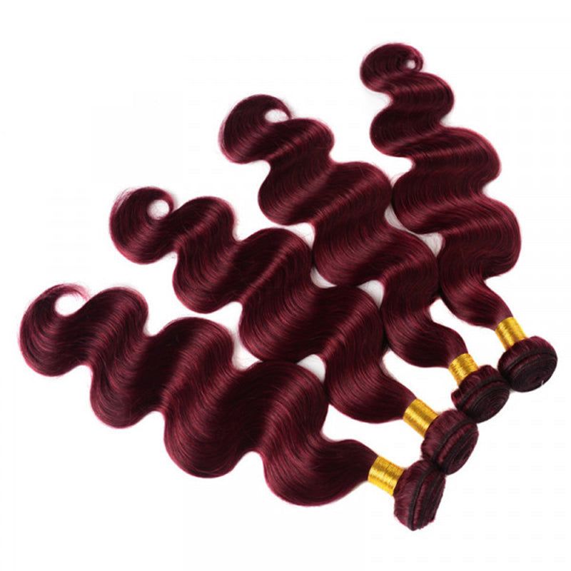 14A Luckockos 99J Burgundy Human Hair Bundles Body Wave 16-30 Inch Wine Red Double Weft Bundles Human Hair Extensions