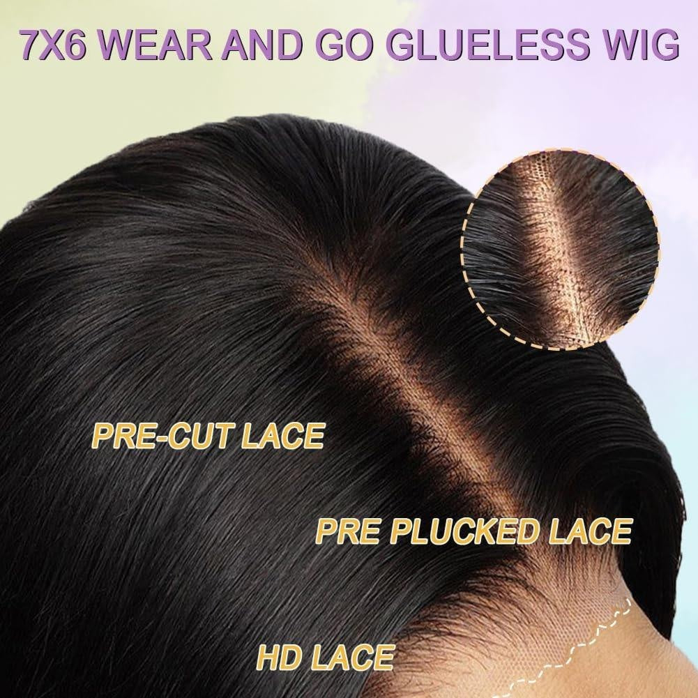 Luckockos Put On And Go 7x6 Glueless Body Wave Lace Front Wigs Human Hair Lightweight Breathable Hat For Summer