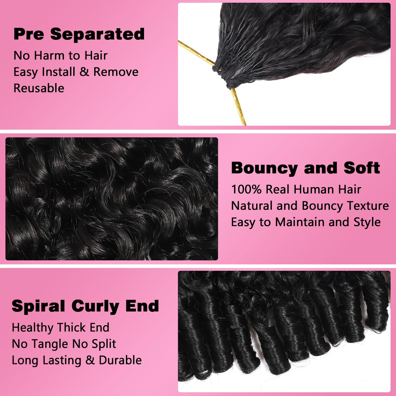 Afro Kinkys Bulk Synthetic Hair Bundles 18-22 Inch Black Afro Kinky-Curly Bundles for Dreadlock Extensions Locs for Mini Twist