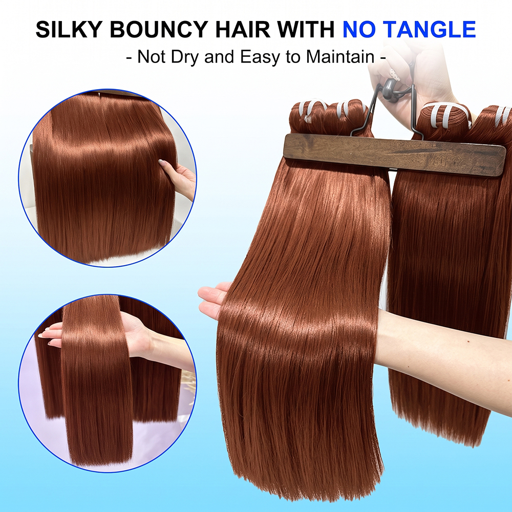JOPEAR Raw Vietnamese Bone Straight Hair Bundles - Copper Red