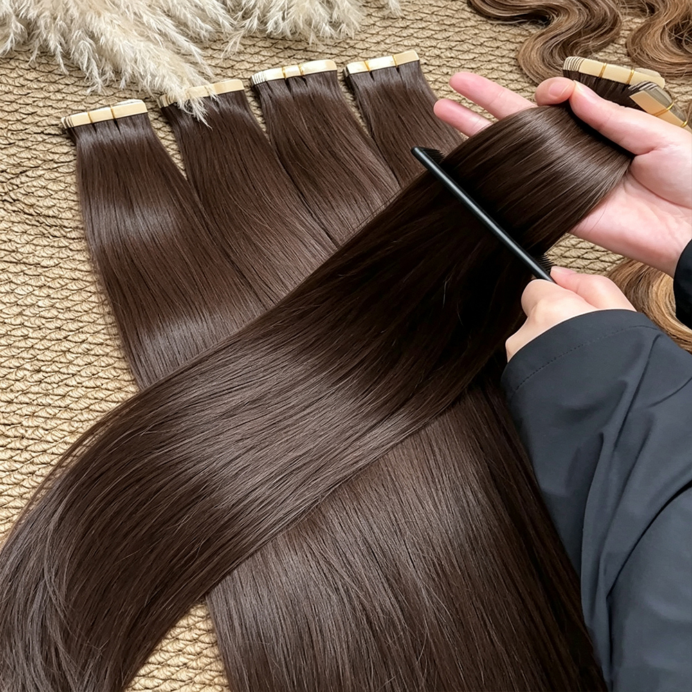 JOPEAR Seamless PU Tape-In Hair Extensions - Chocolate Brown