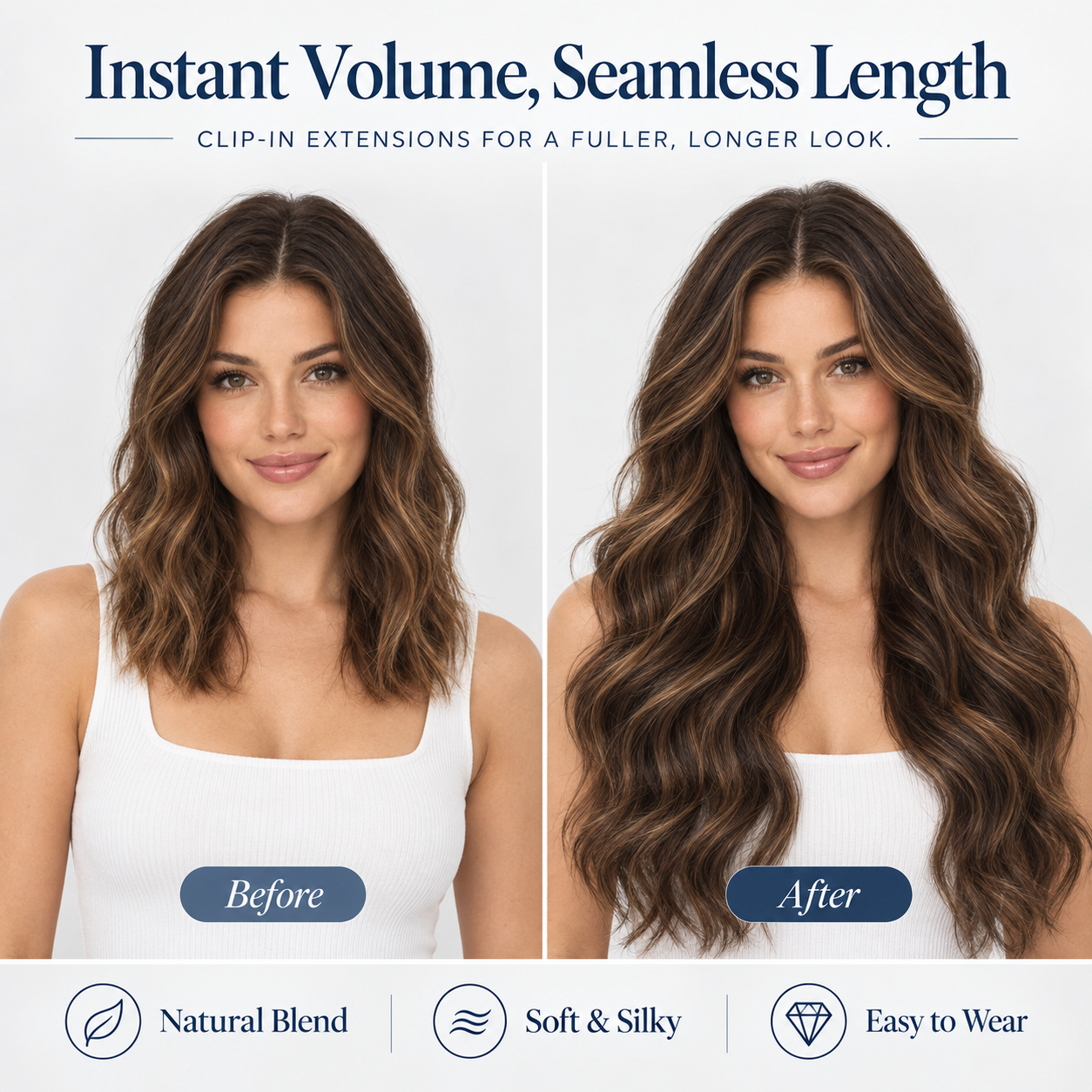 JOPEAR Straight Raw Human Hair Clip-In Extensions – Chocolate Brown to Honey Blonde Highlights (T2/6/P2)