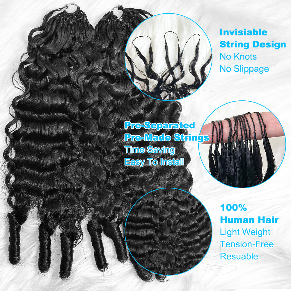 JOPEAR Raw Burmese Curly Feather Hair Extensions - Natural Color