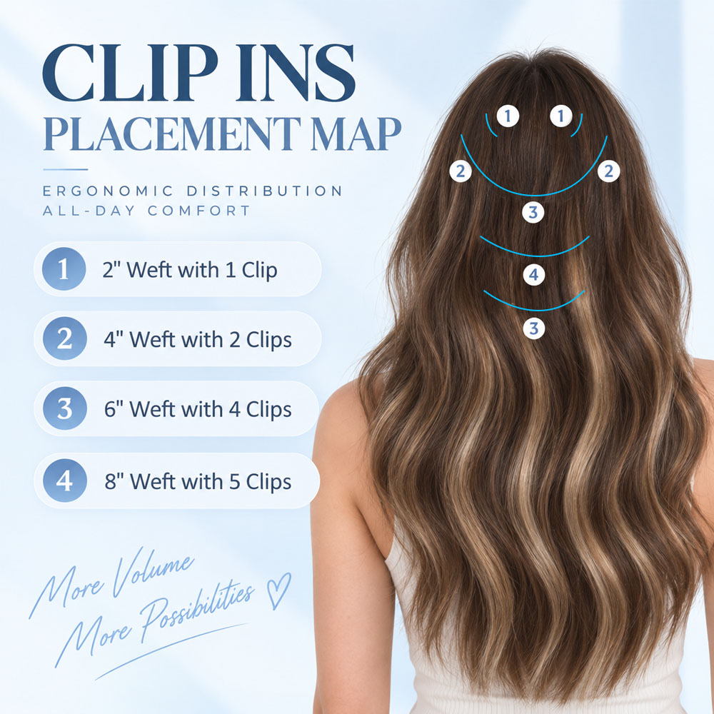 JOPEAR Straight Raw Human Hair Clip-In Extensions – Dark & Chestnut Brown Mix (T4/27/P4)
