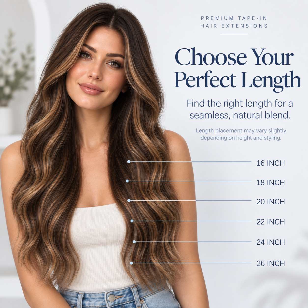 JOPEAR Straight Seamless PU Tape-In Extensions – Dark & Chestnut Brown Mix (T2/6/P2)