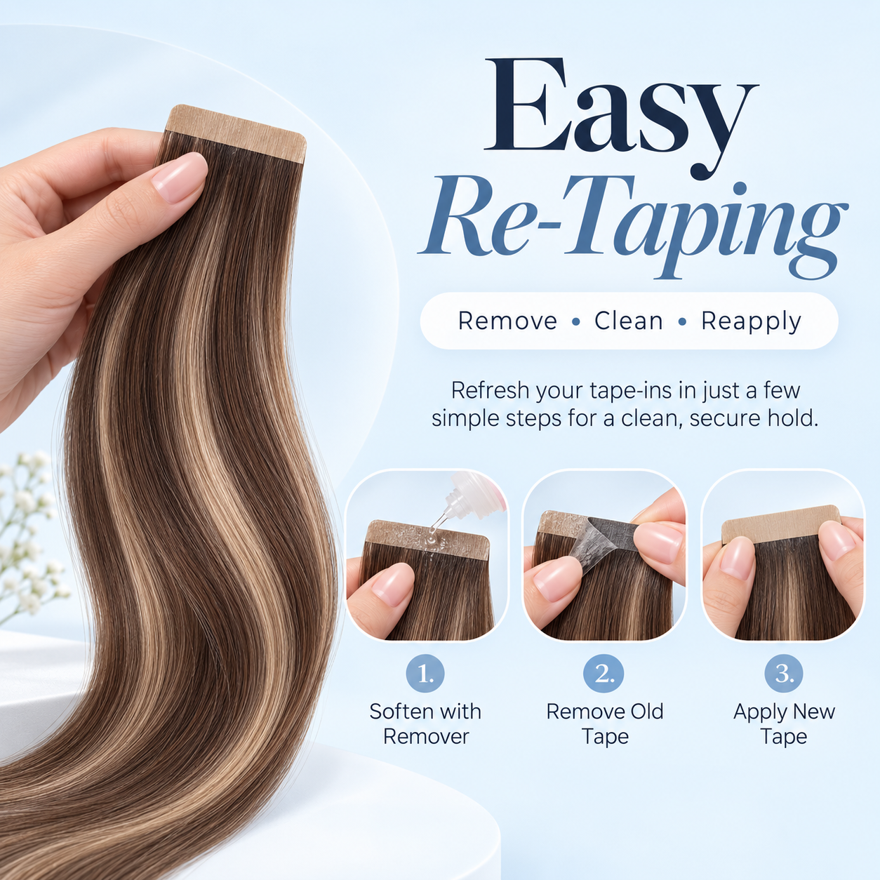 JOPEAR Straight Seamless PU Tape-In Extensions – Chocolate & Honey Blonde Highlights (T4/27/P4)