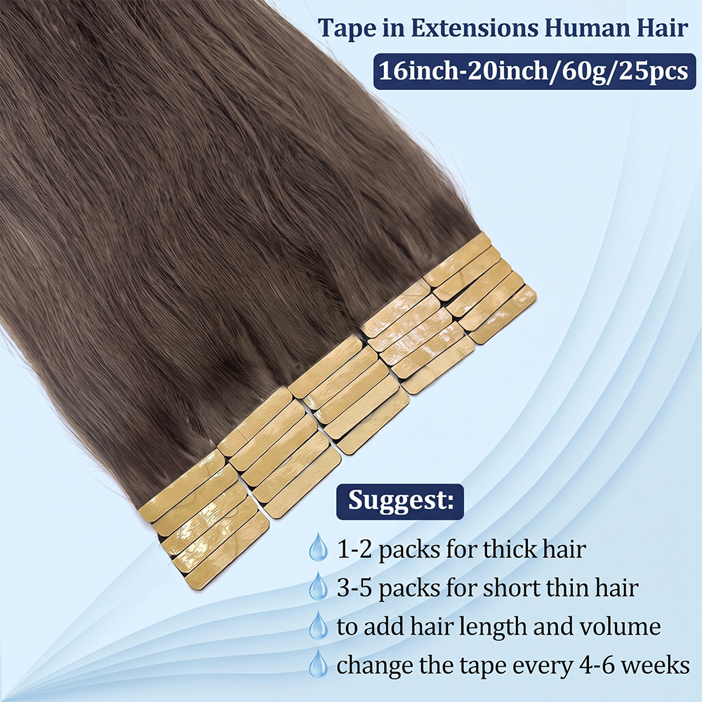 JOPEAR Seamless PU Tape-In Hair Extensions - Chocolate Brown