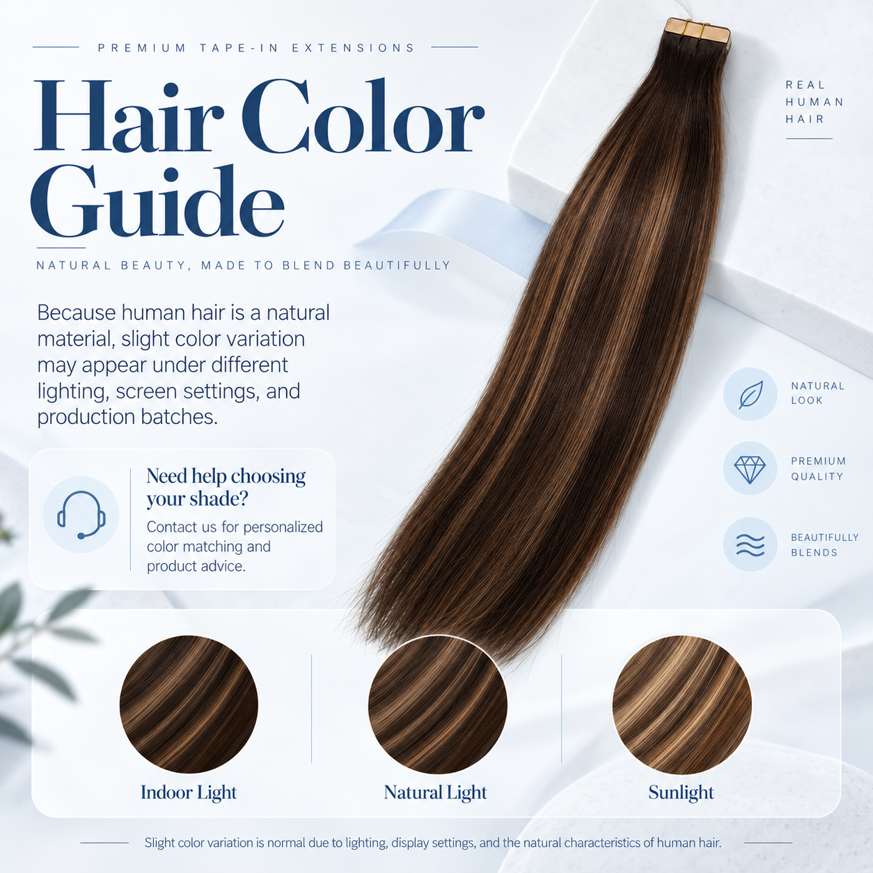 JOPEAR Straight Seamless PU Tape-In Extensions – Dark & Chestnut Brown Mix (T2/6/P2)