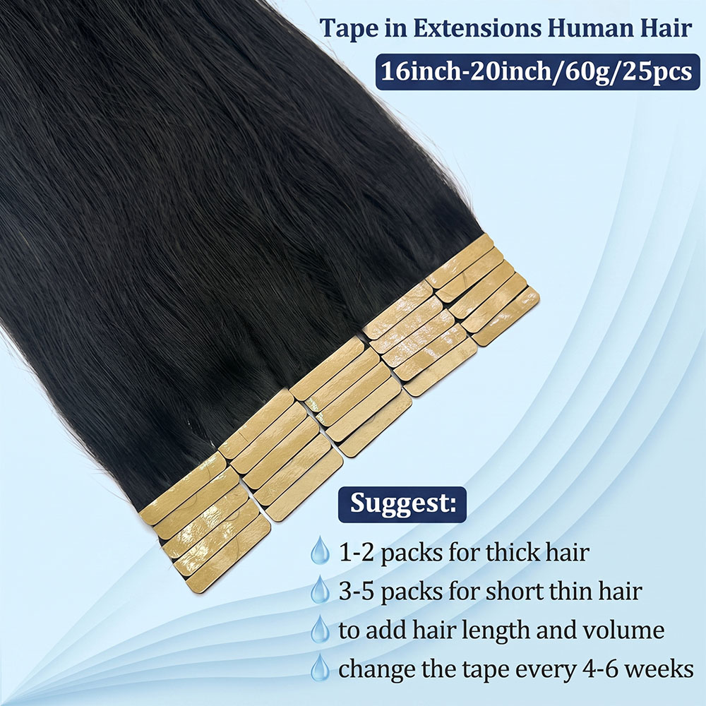 JOPEAR Straight Seamless PU Tape-In Extensions – Darkest Brown (#2)