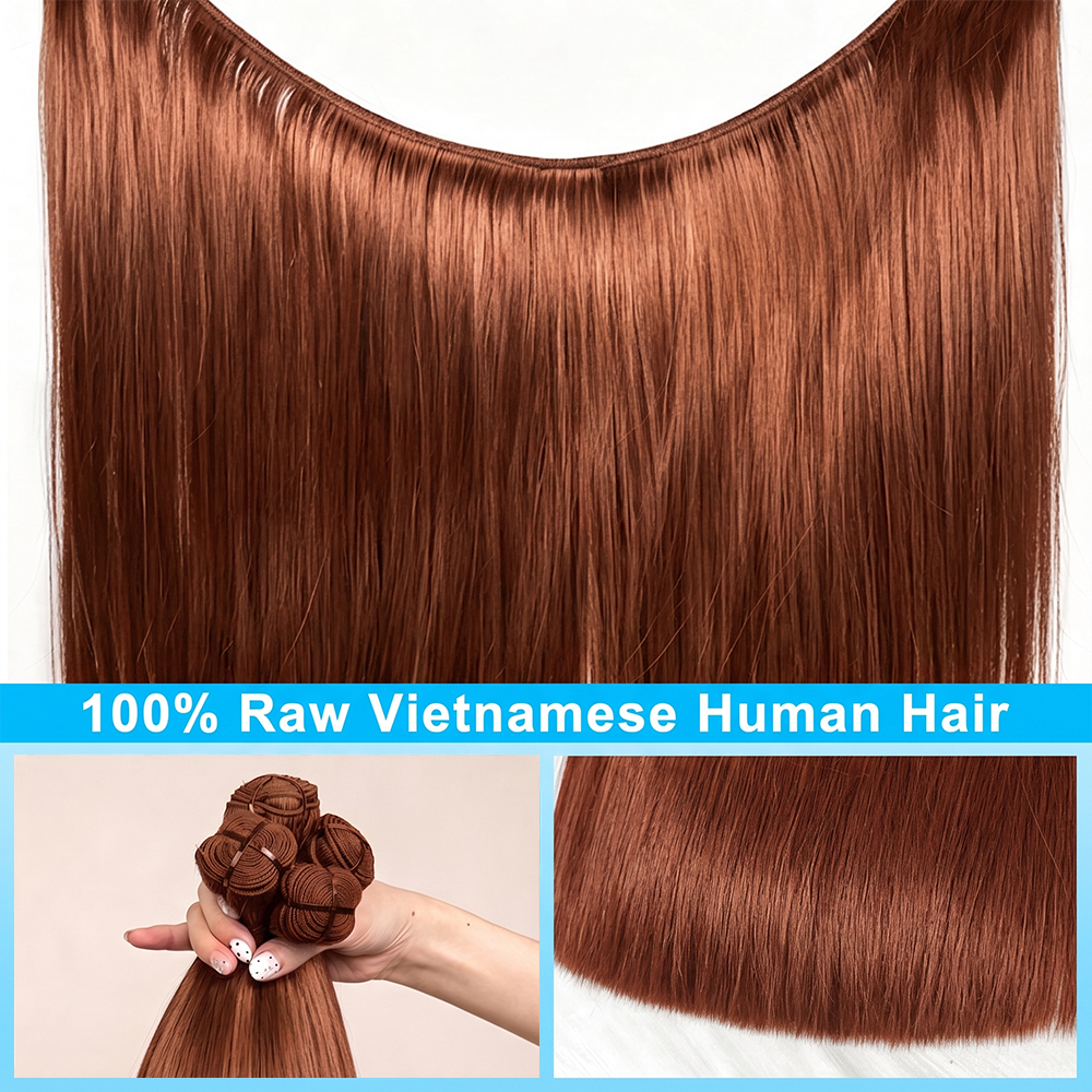 JOPEAR Raw Vietnamese Bone Straight Hair Bundles - Copper Red