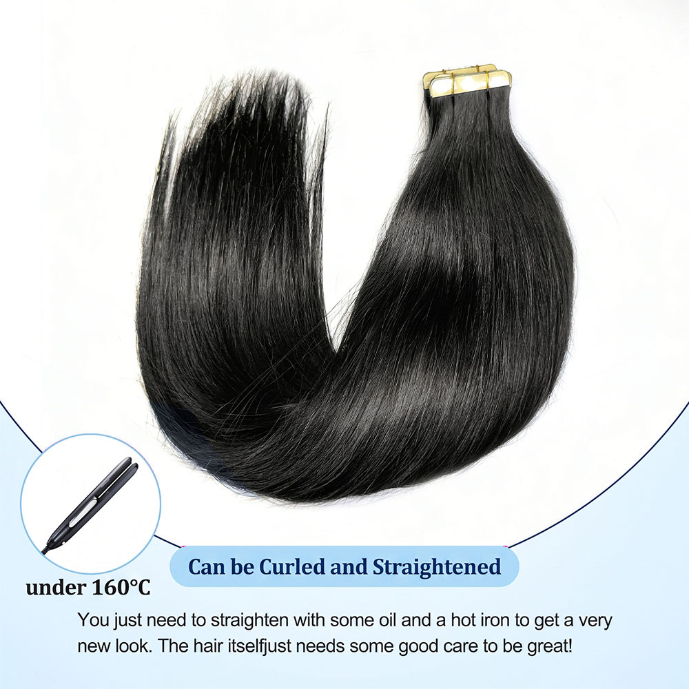 JOPEAR Seamless PU Tape-In Hair Extensions - Natural Black