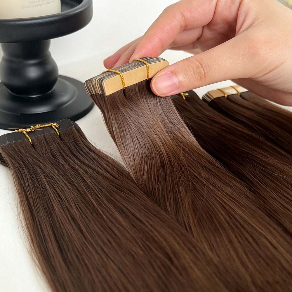 JOPEAR Seamless PU Tape-In Hair Extensions - Chocolate Brown