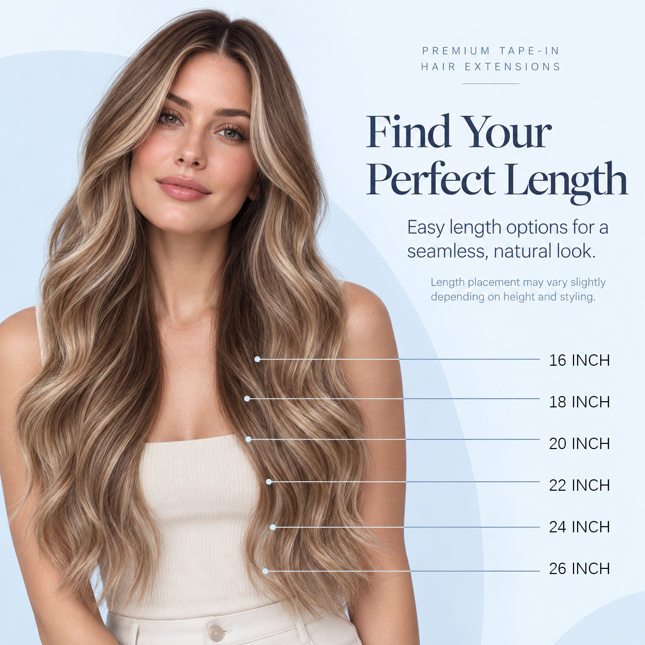 JOPEAR Straight Seamless PU Tape-In Extensions – Chocolate & Honey Blonde Highlights (T4/27/P4)