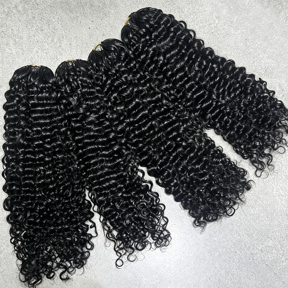 JOPEAR Raw Deep Wave Feather Hair Extensions - Natural Color