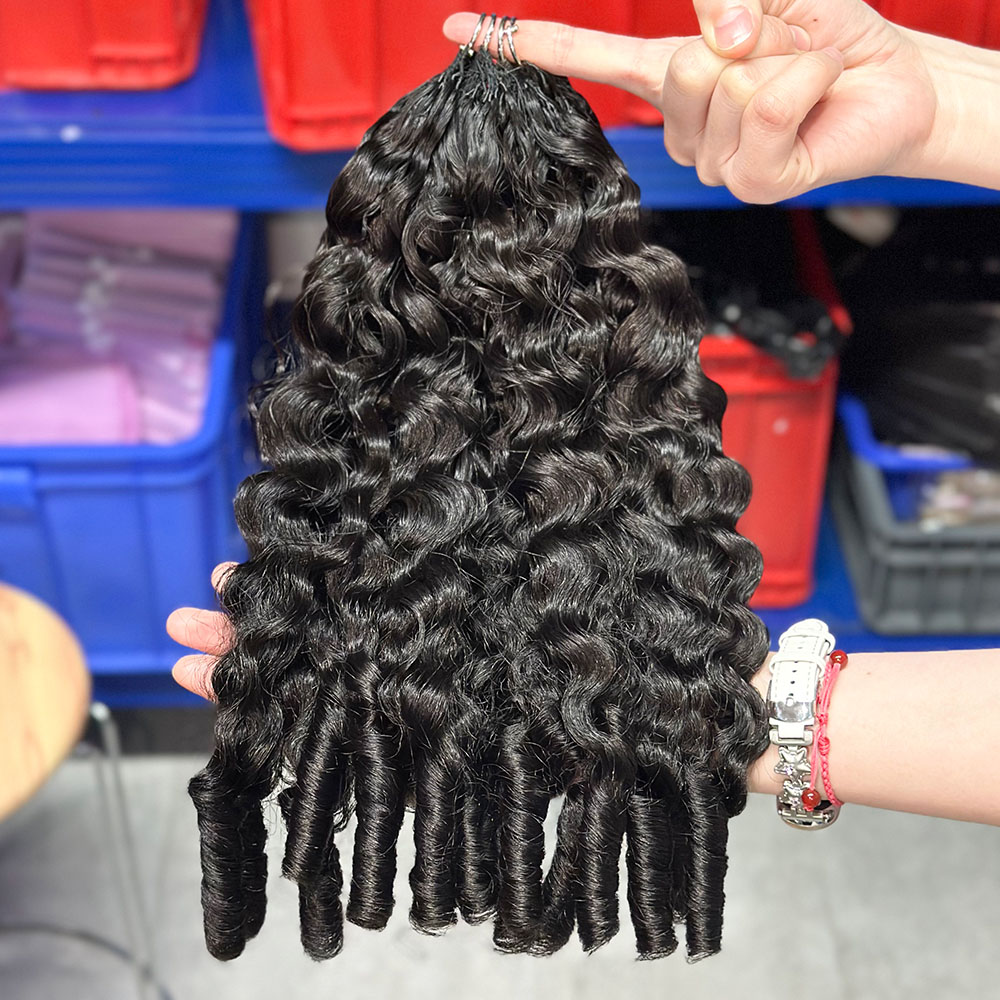 JOPEAR Raw Burmese Curly Feather Hair Extensions - Natural Color