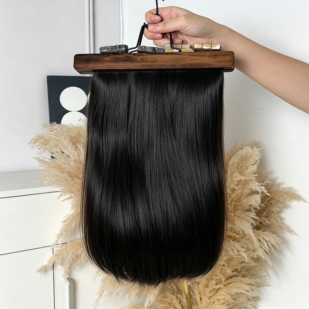 JOPEAR Seamless PU Tape-In Hair Extensions - Natural Black