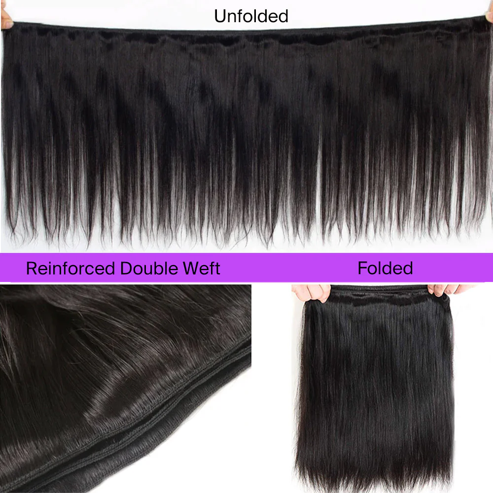 Straight Bundles - 4/5 Bundles, 100% Unprocessed Virgin Human Hair, Silky Smooth, Comes with 3 Free Gifts