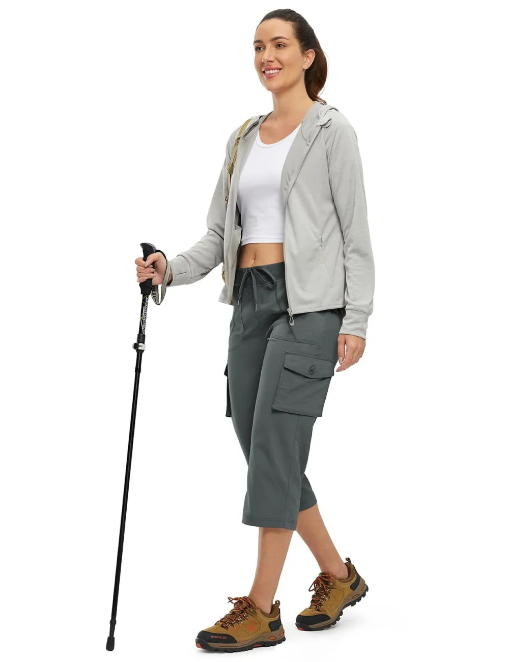 Women’s Loose Fit Lightweight Capri Cargo Pants – Casual 3/4 Trousers with 6 Pockets