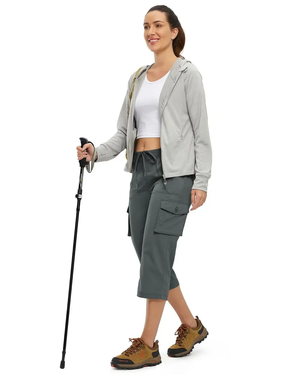 Women’s Loose Fit Lightweight Capri Cargo Pants – Casual 3/4 Trousers with 6 Pockets