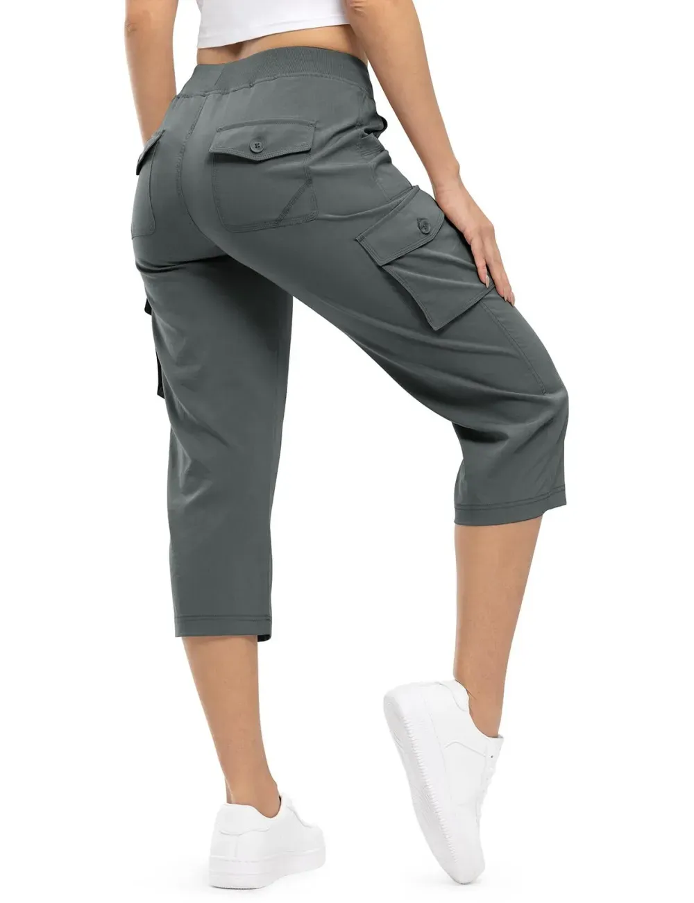 Women’s Loose Fit Lightweight Capri Cargo Pants – Casual 3/4 Trousers with 6 Pockets