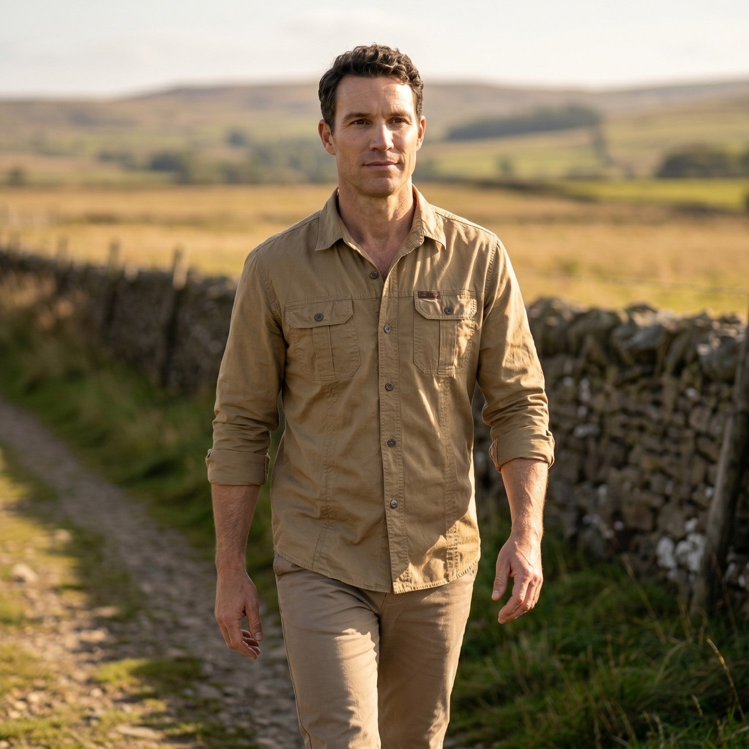 Men's Lightweight Long-Sleeve Outdoor Shirt – Durable Cotton Design
