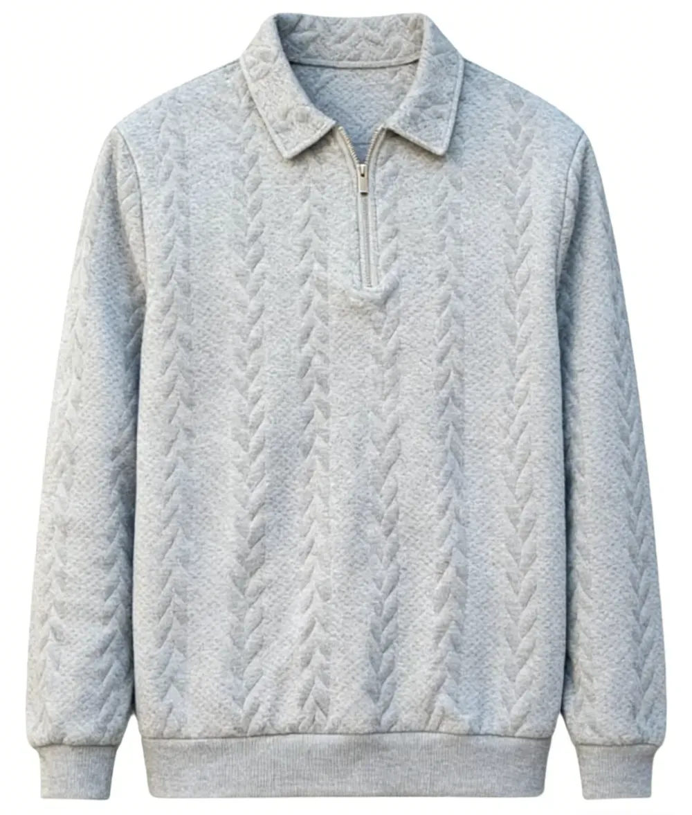 Men's Fall Winter Outfits Knitted Polo Neck Long Sleeve Sweatshirt for