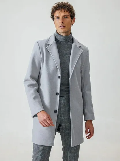 2026 New year Sale!Men's Single Row Buckle Solid Color Jacket