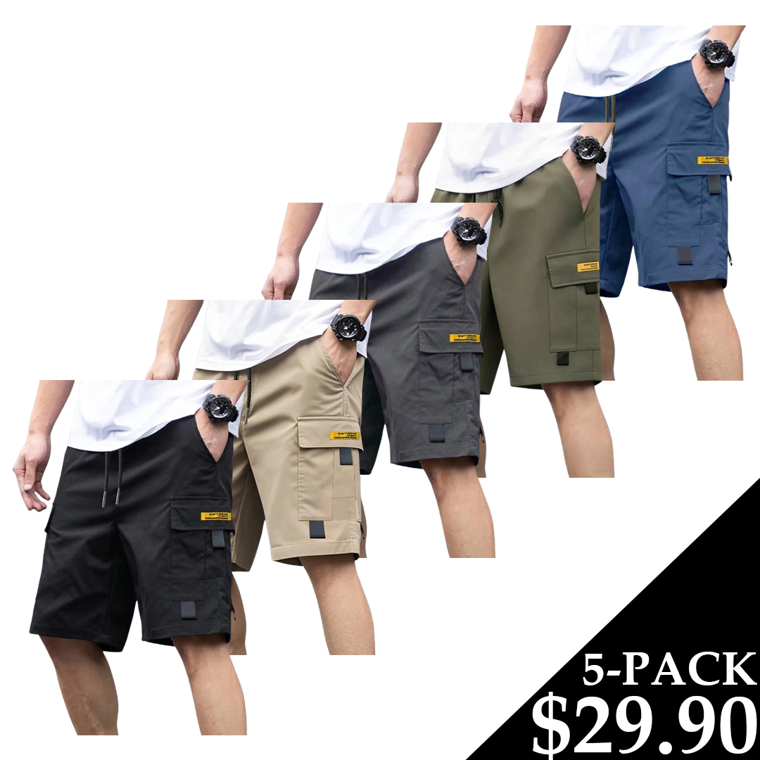 Men's Lightweight Cargo Shorts - 5-PACK