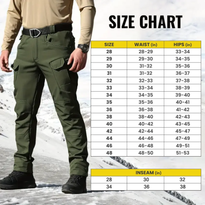 Outdoor Warm Tactical Pants for Men | Windproof Soft-Shell, Fleece Lined, Multi-Pocket Military Design