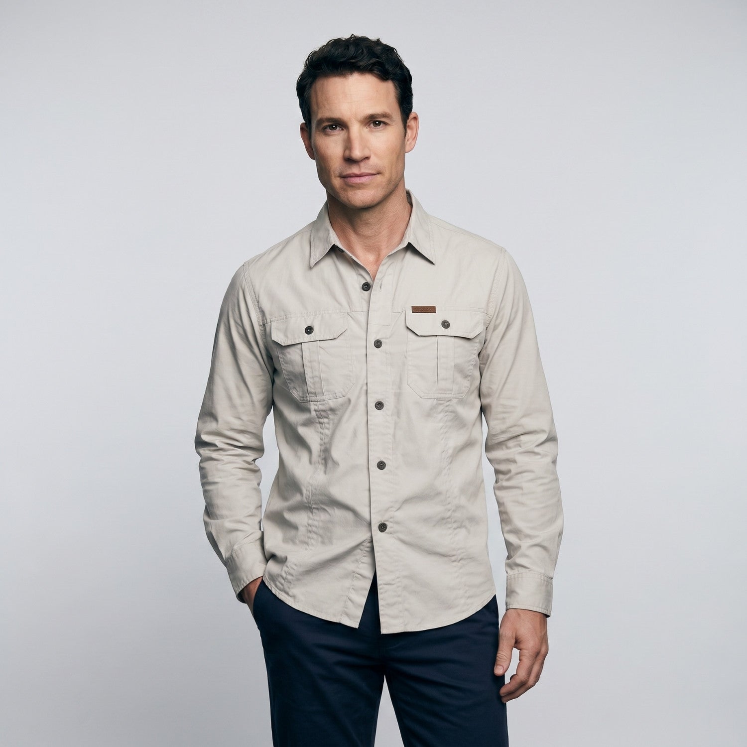 Men's Lightweight Long-Sleeve Outdoor Shirt – Durable Cotton Design