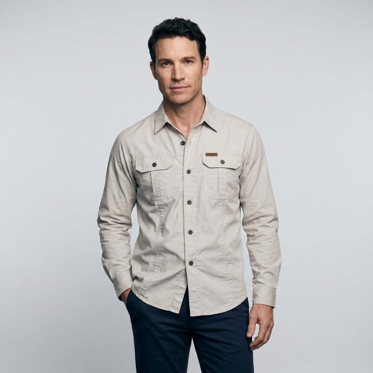 Men's Lightweight Long-Sleeve Outdoor Shirt – Durable Cotton Design