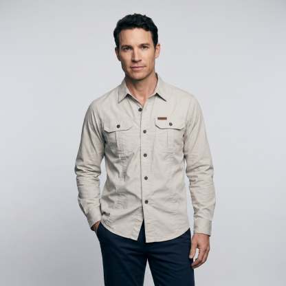 Men's Lightweight Long-Sleeve Outdoor Shirt – Durable Cotton Design