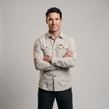 Men's Lightweight Long-Sleeve Outdoor Shirt – Durable Cotton Design