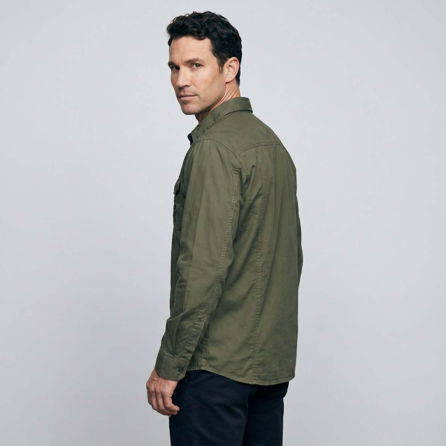 Men's Lightweight Long-Sleeve Outdoor Shirt – Durable Cotton Design
