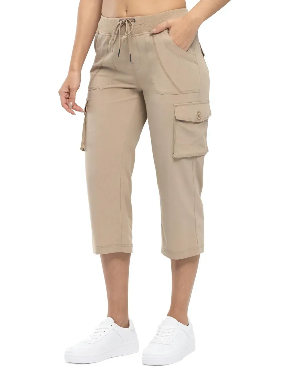 Women’s Loose Fit Lightweight Capri Cargo Pants – Casual 3/4 Trousers with 6 Pockets