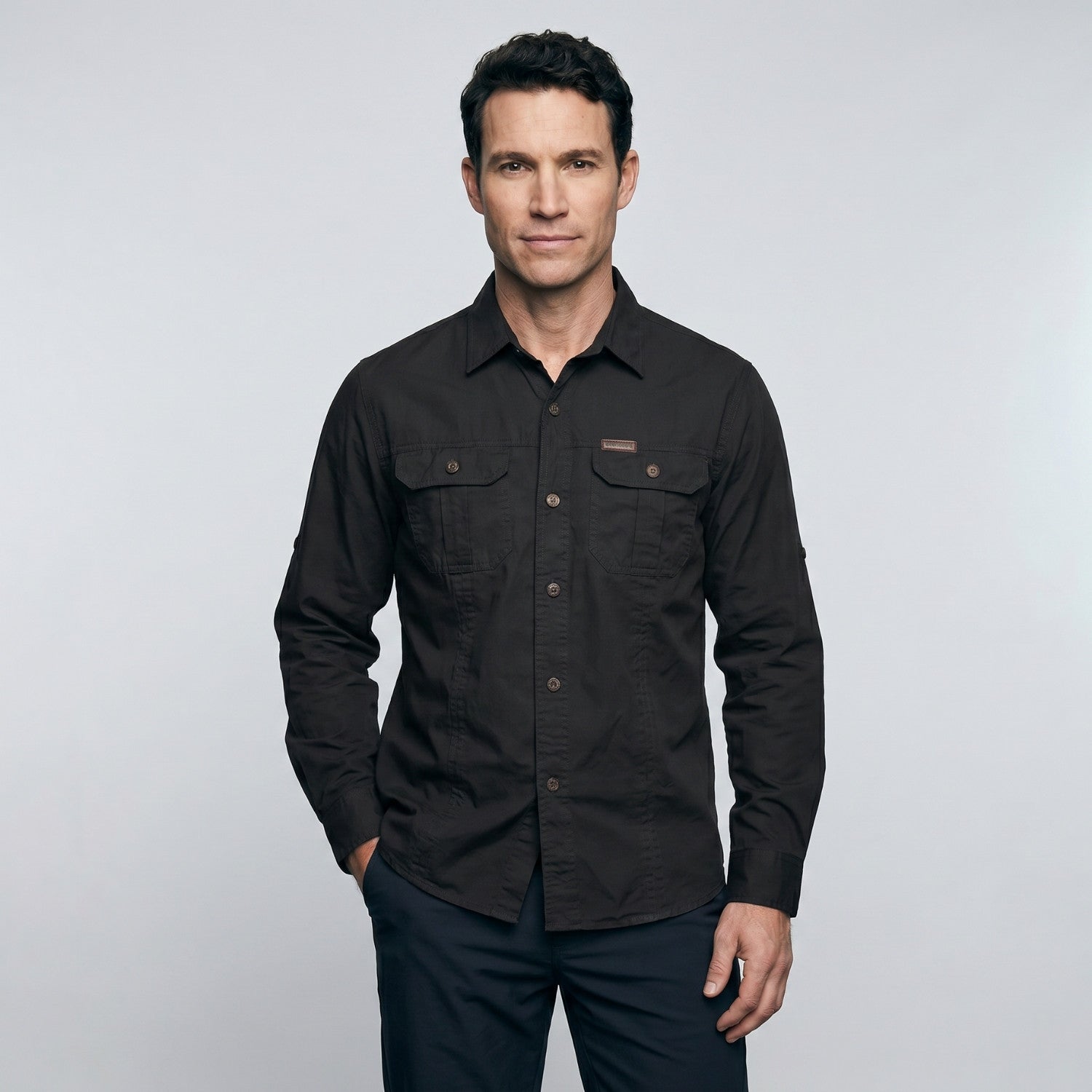 Men's Lightweight Long-Sleeve Outdoor Shirt – Durable Cotton Design