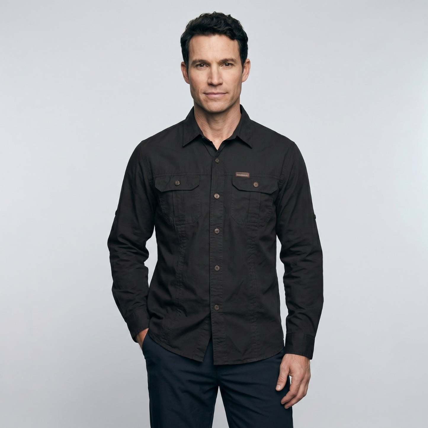 Men's Lightweight Long-Sleeve Outdoor Shirt – Durable Cotton Design