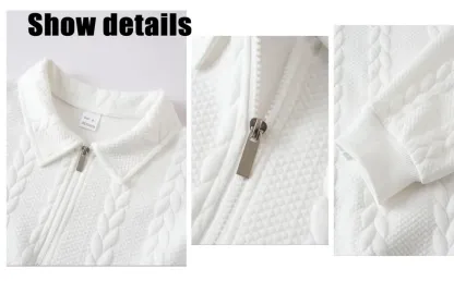 Men's Fall Winter Outfits Knitted Polo Neck Long Sleeve Sweatshirt for Daliy Wear