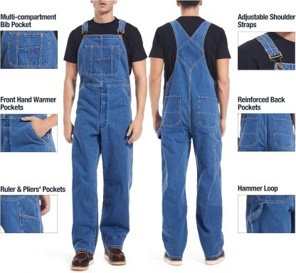 🔥Last Day Promotion🔥Men's Denim Bib Overalls,  Workwear with Adjustable Straps and Convenient Tool Pockets