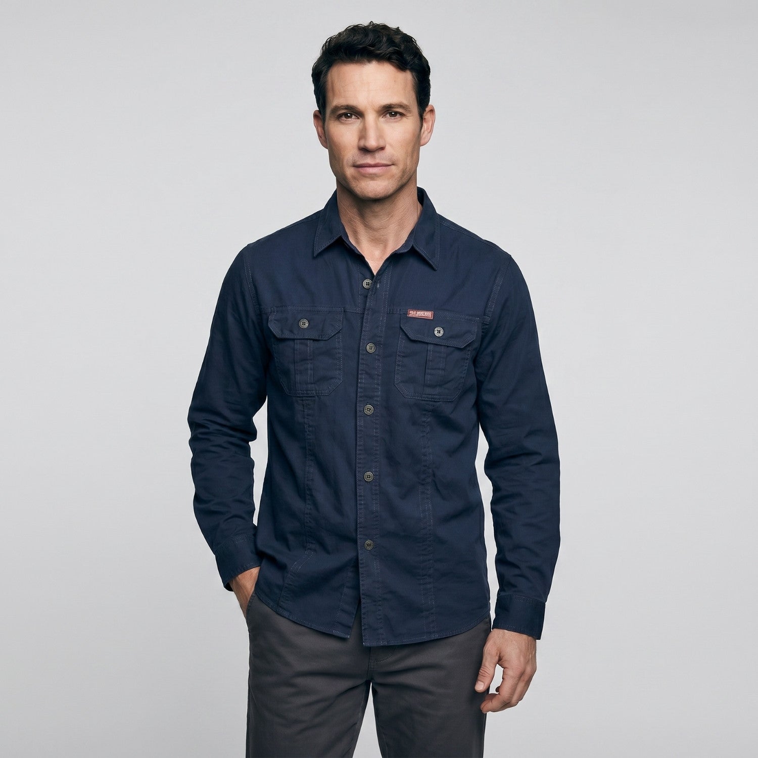 Men's Lightweight Long-Sleeve Outdoor Shirt – Durable Cotton Design