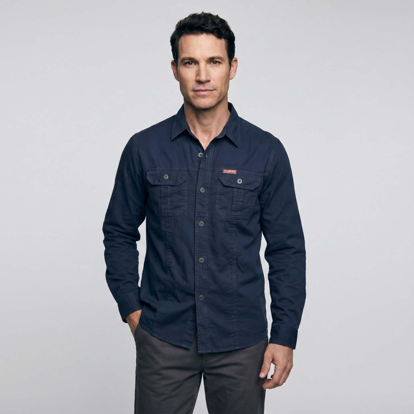 Men's Lightweight Long-Sleeve Outdoor Shirt – Durable Cotton Design