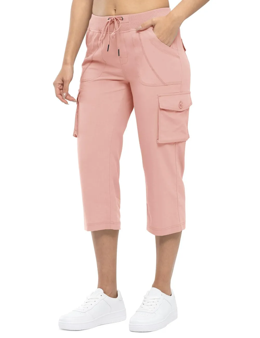 Women’s Loose Fit Lightweight Capri Cargo Pants – Casual 3/4 Trousers with 6 Pockets