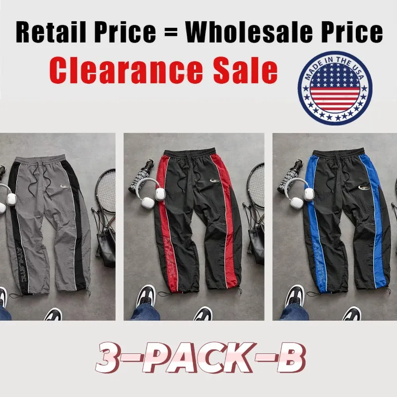 Men's Casual Sporty Long Pants, Loose Fit Drawstring Cuff