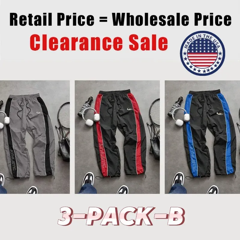 Men's Casual Sporty Long Pants, Loose Fit Drawstring Cuff