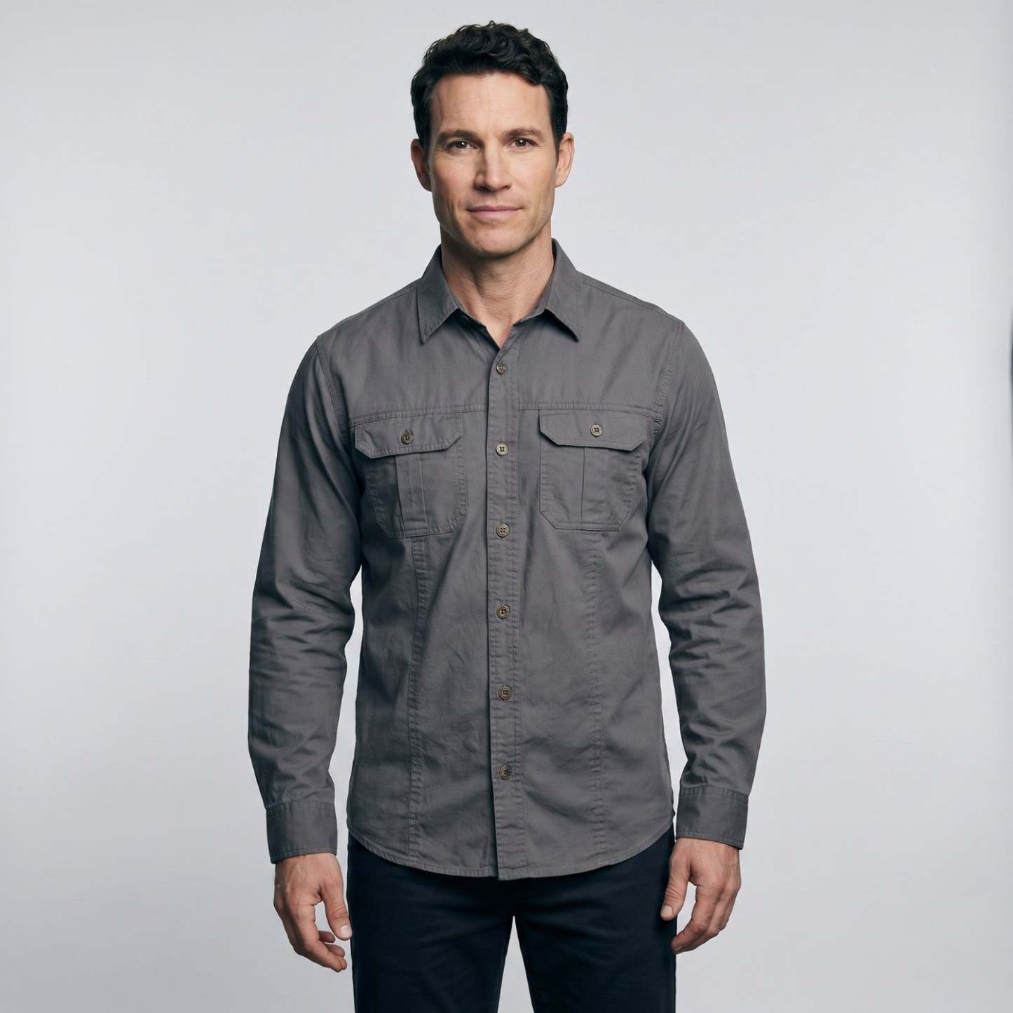 Men's Lightweight Long-Sleeve Outdoor Shirt – Durable Cotton Design