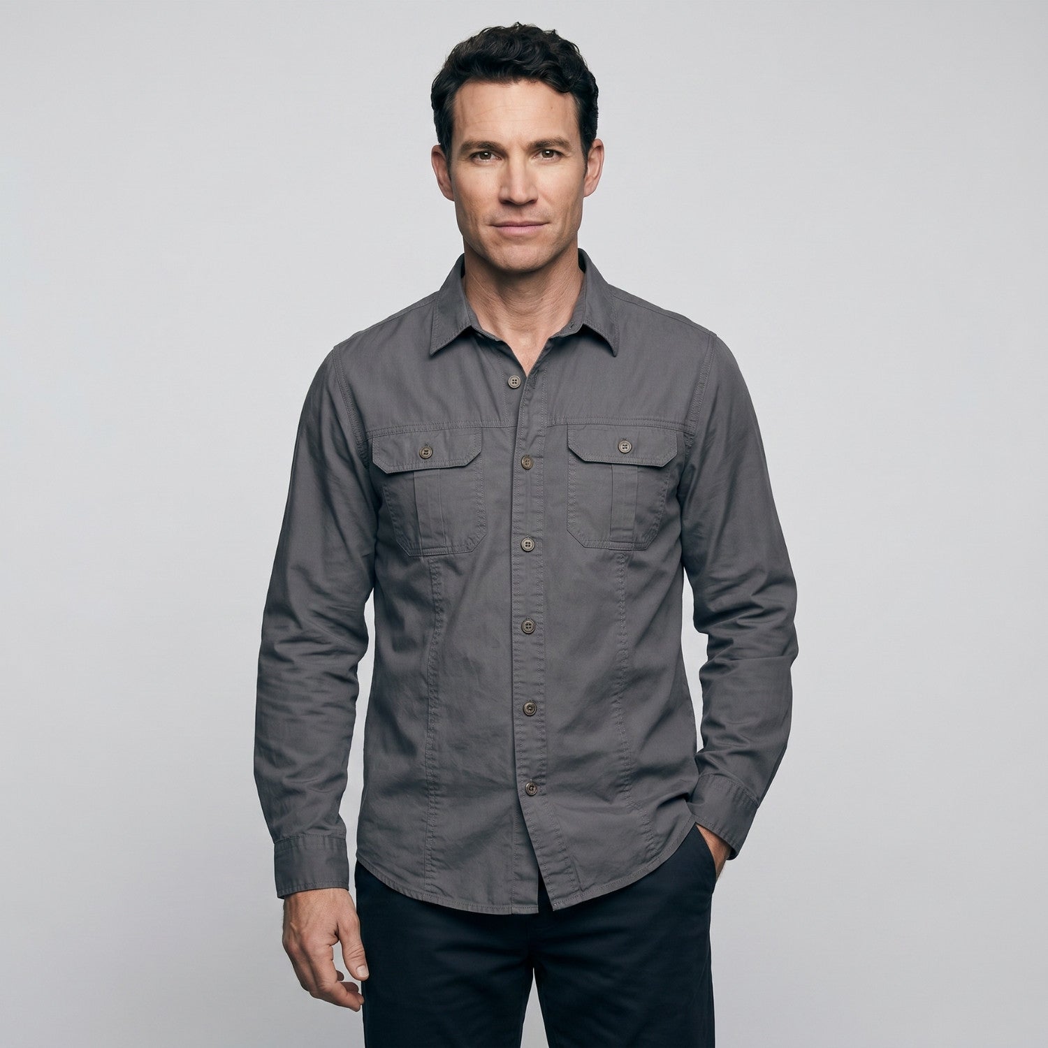 Men's Lightweight Long-Sleeve Outdoor Shirt – Durable Cotton Design