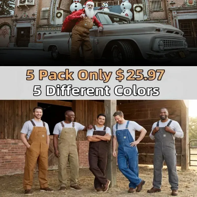 🔥Last Day Promotion!Men's Denim Bib Overalls, Workwear with Adjustabl