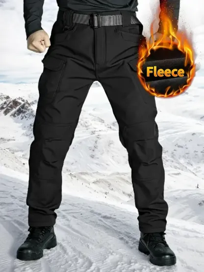 Outdoor Warm Tactical Pants for Men | Windproof Soft-Shell, Fleece Lined, Multi-Pocket Military Design